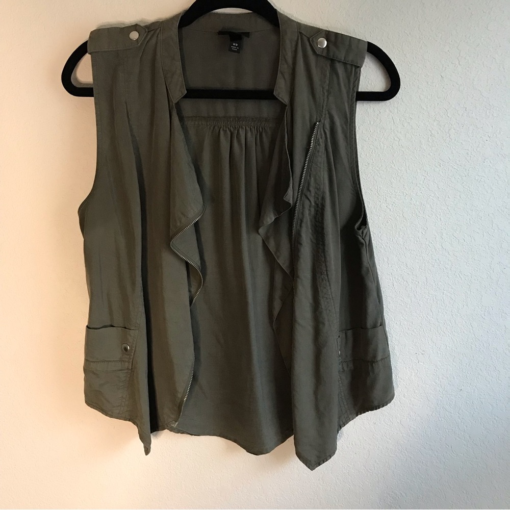 Mossimo Motorcycle Zip Utility Vest, Army Green, Size Medium
